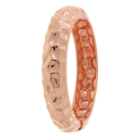 ROSE GOLD or SILVER HAMMERED CUFF BRACELET - Picture 3 of 3